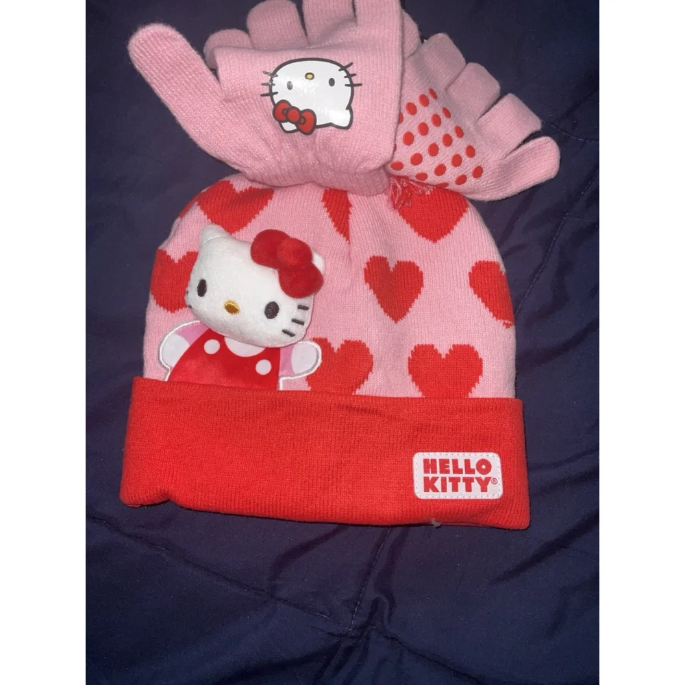 Hello Kitty Girls Beanie and Glove Set, 2-Piece New